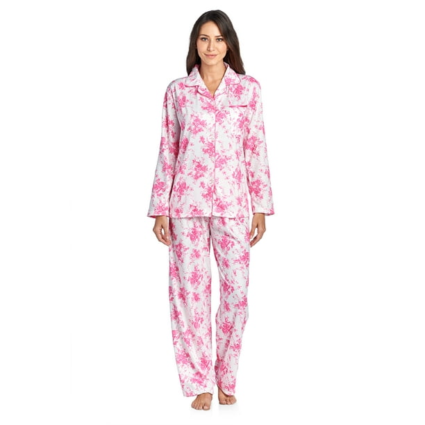 Casual Nights Women's Long Sleeve Notch Collar Floral Pajama Set